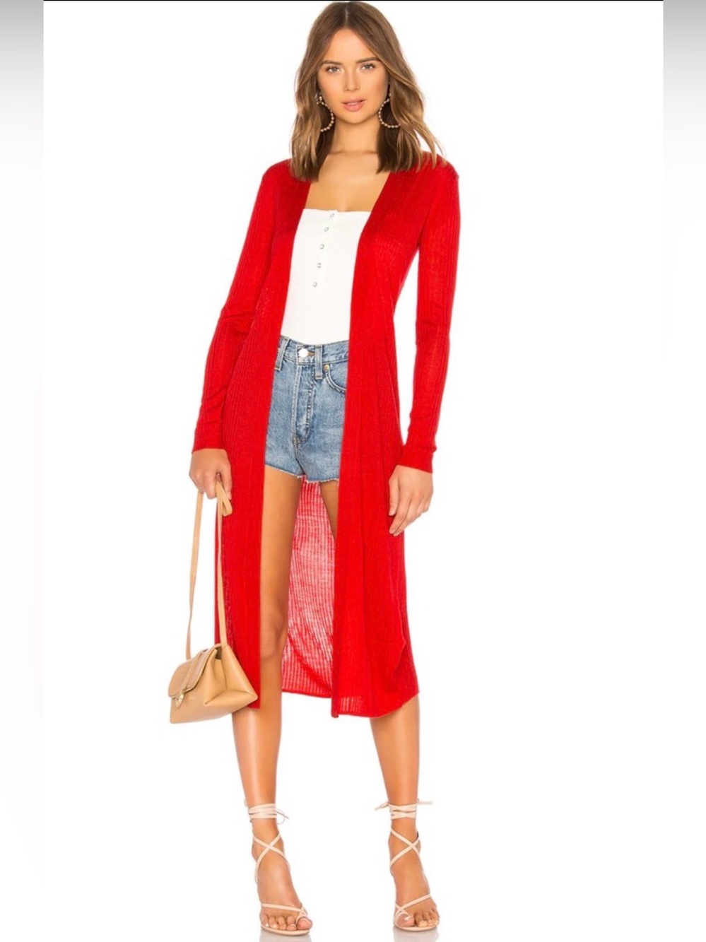 Tularosa Sandy Longline Duster Wool Red Belted Cardigan XS